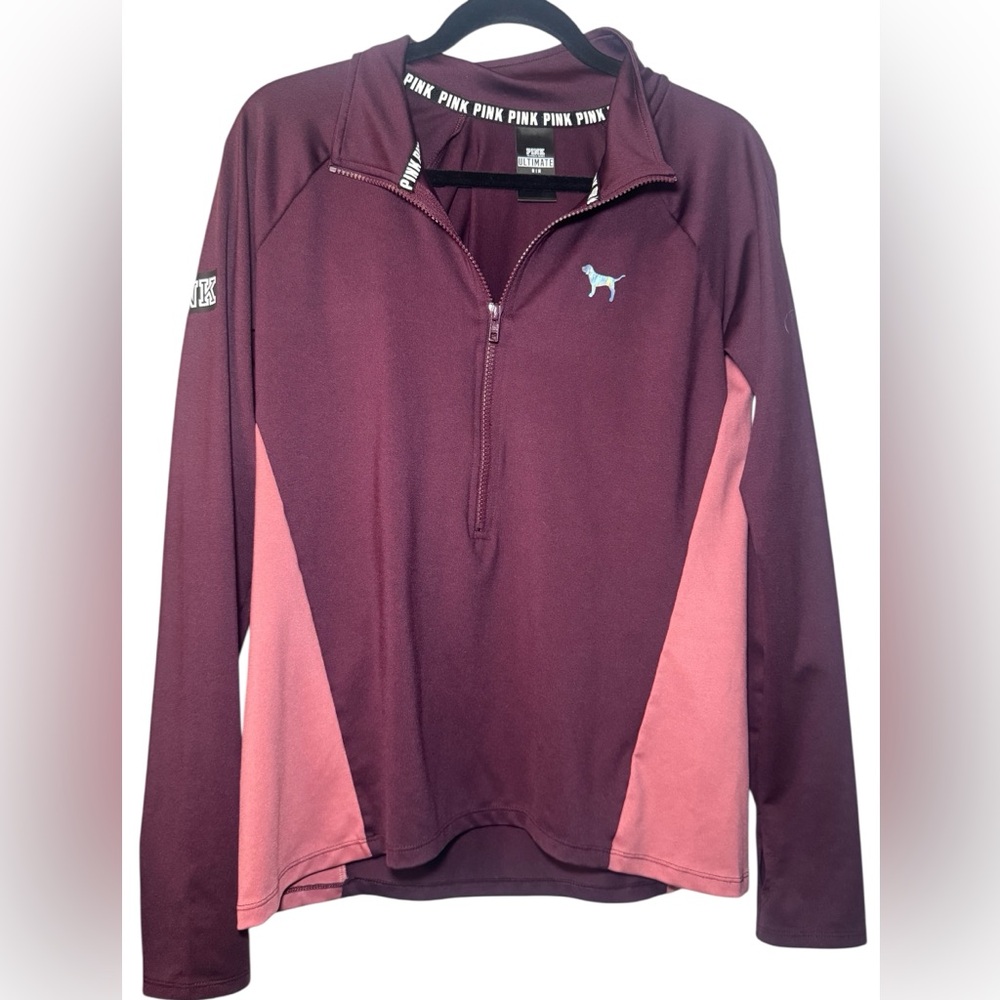PINK Victoria's Secret Maroon Quarter-Zip Pullover